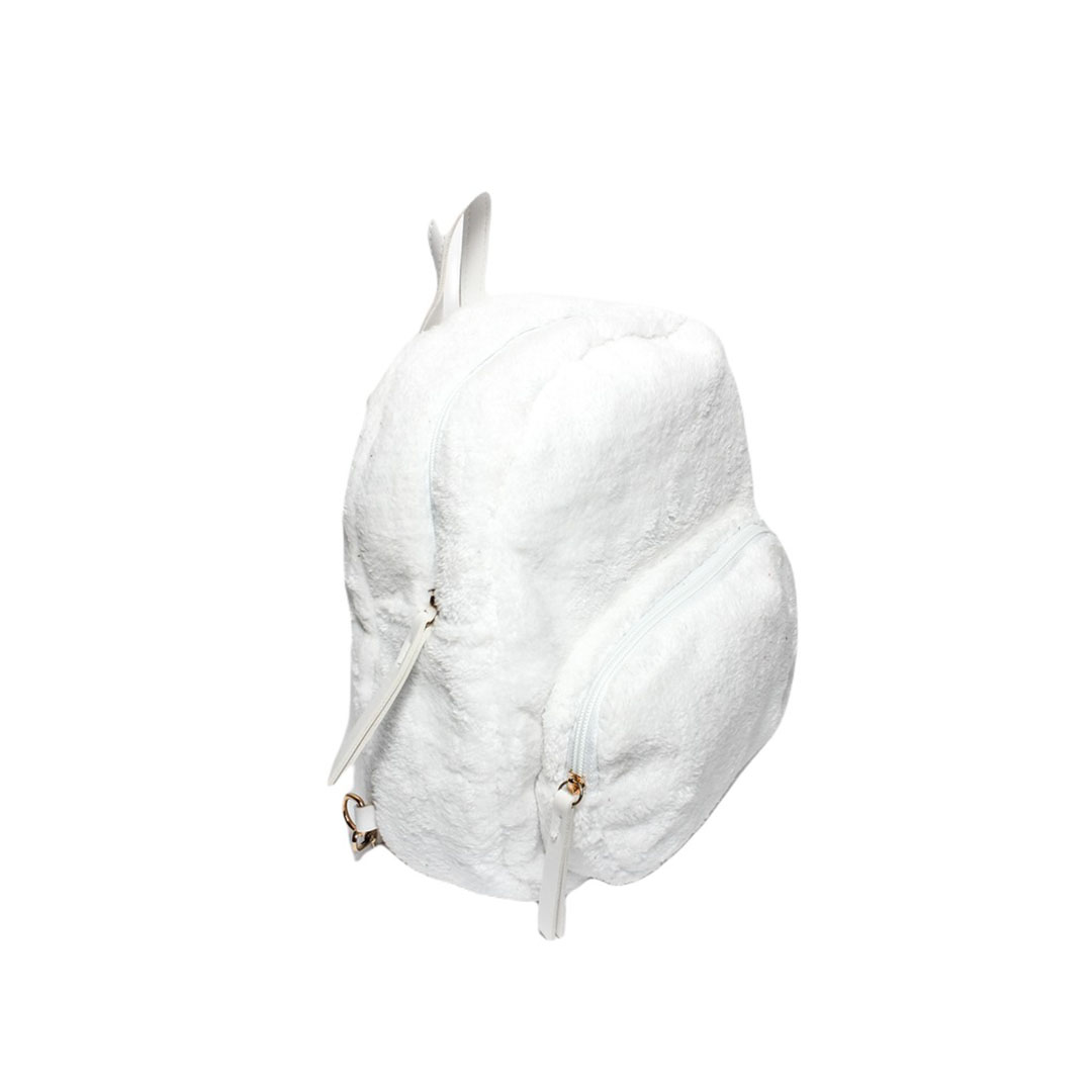 4817 شنطة ظهر حريمي فرو - أبيض