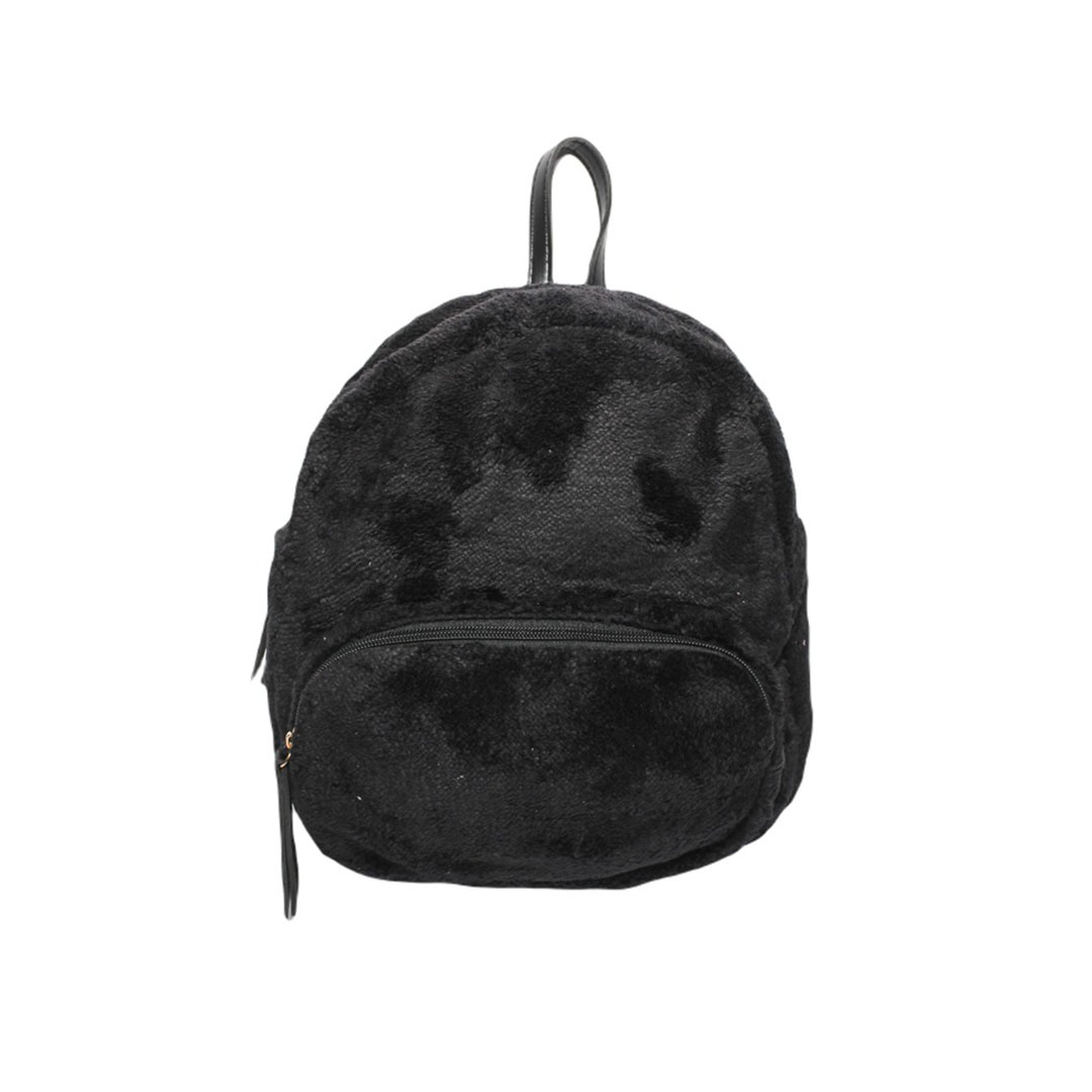 4817 شنطة ظهر حريمي فرو - أسود