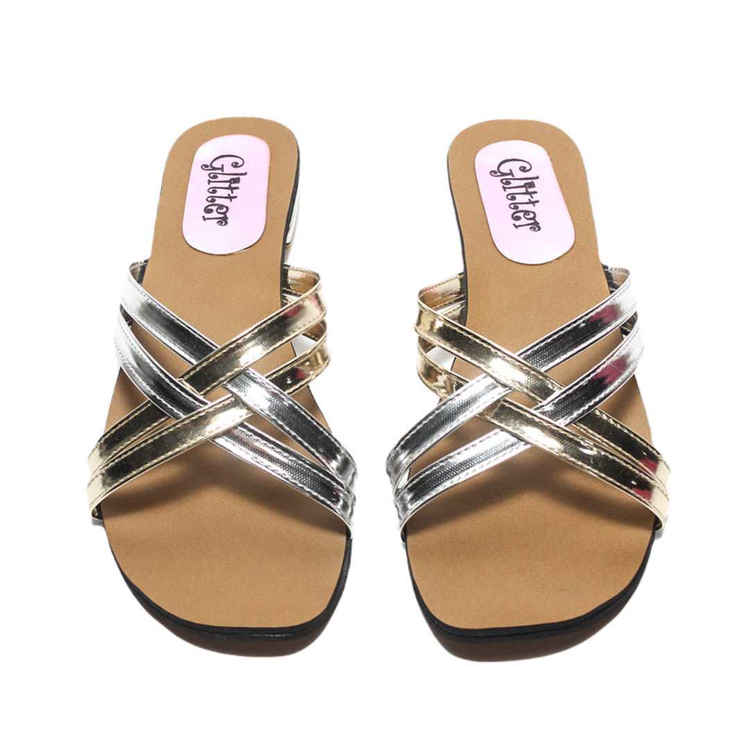 0645 شبشب صيفي حريمي - فضي/ذهبي