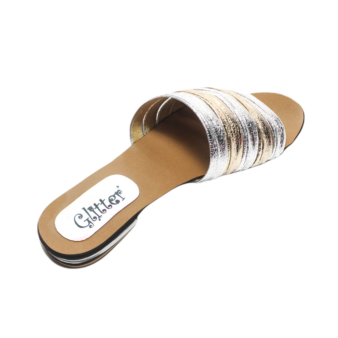 0647 شبشب صيفي حريمي - فضي/ذهبي