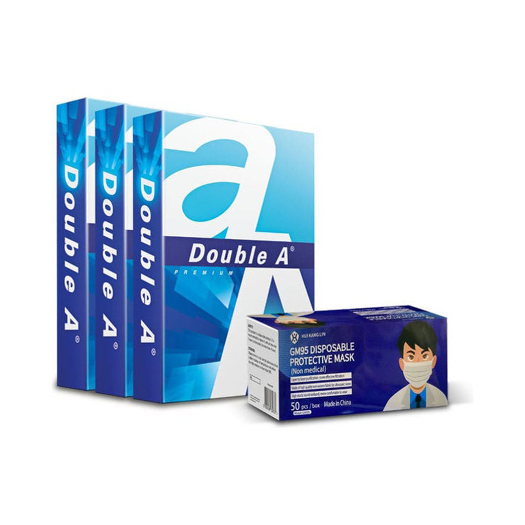 مجموعة ورق A4 مع علبة كمامات - 4 قطع