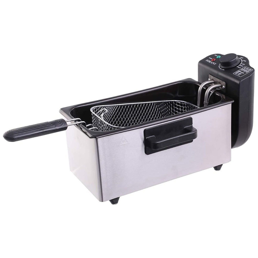 WJ-800 قلاية زيت كهربائية - 3 لتر - أسود/فضي