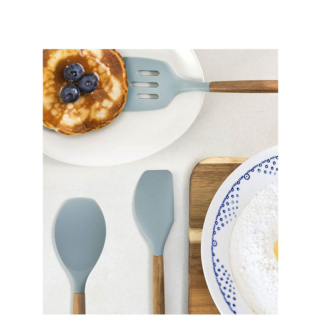 طقم معالق سيليكون - 8 قطع - رمادي