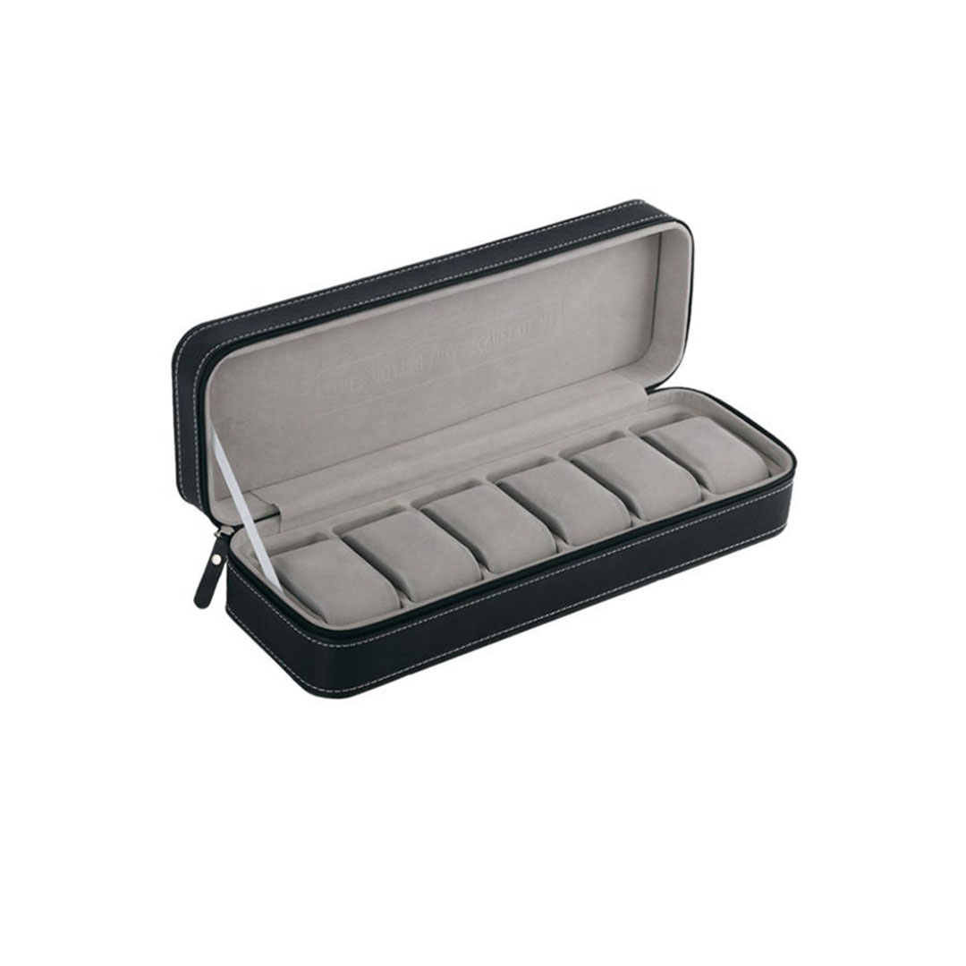 علبة تنظيم الساعات - 6 أماكن - أسود