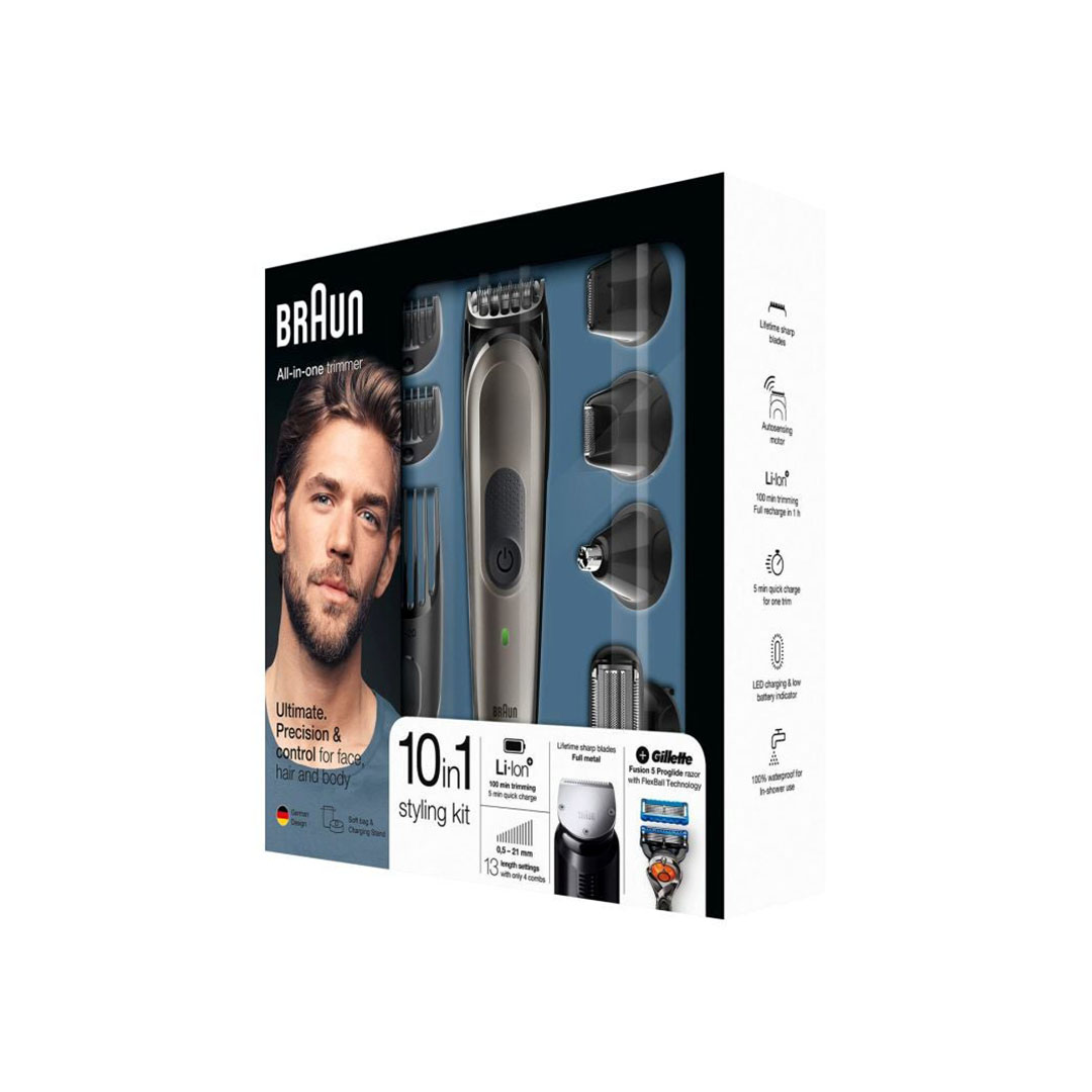 MGK7021 مجموعة أدوت حلاقة الشعر 10*1 - أسود/رمادي