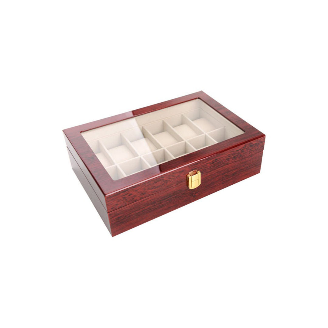 منظم ساعات خشب - 10 أماكن - أحمر