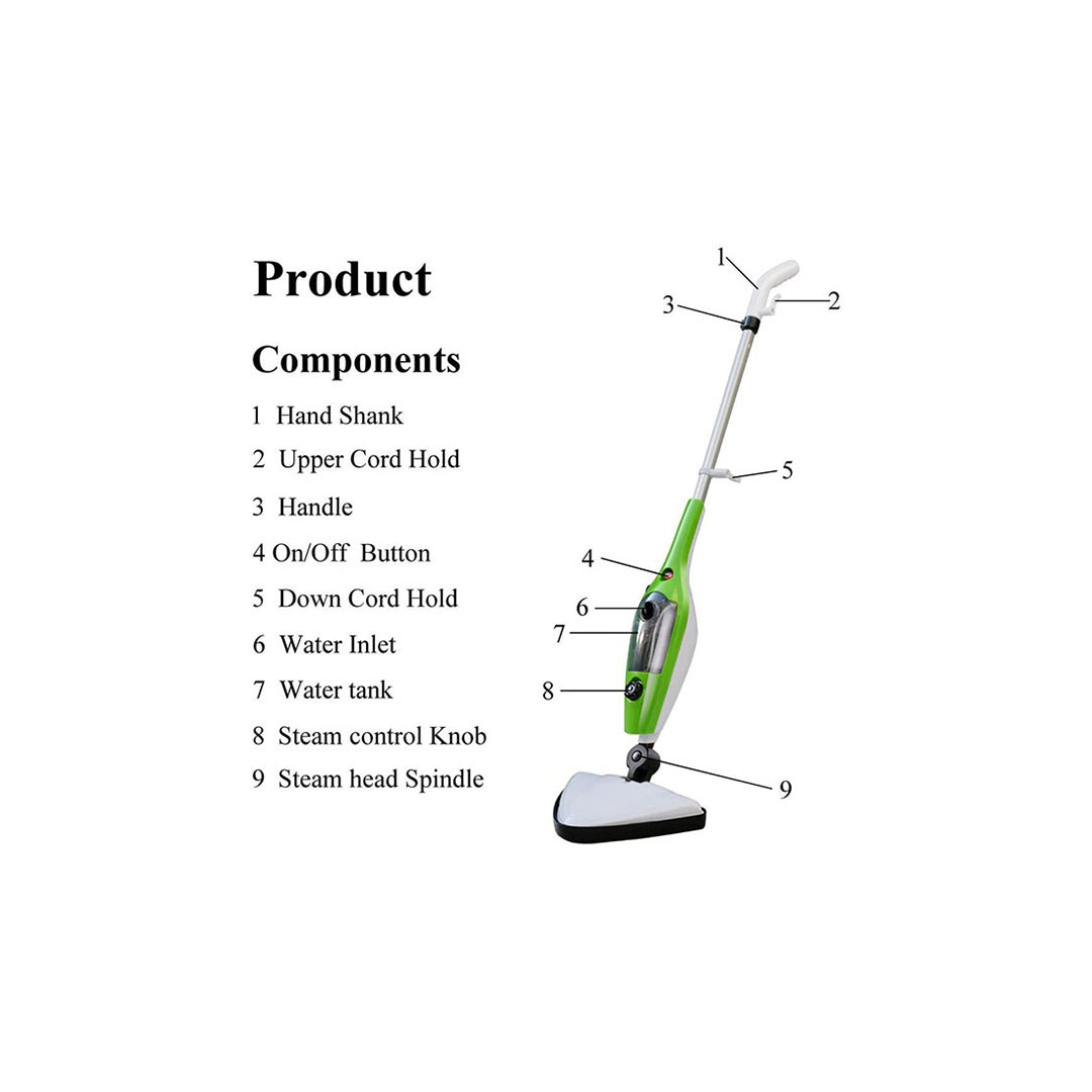مكنسة بخار 10*1 - 1500 وات - أبيض/أخضر