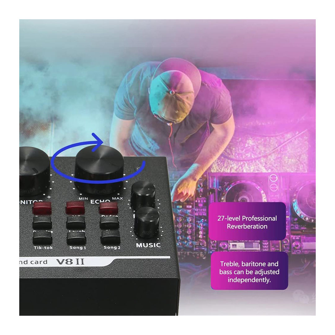 V8 ميكسر صوت - أسود