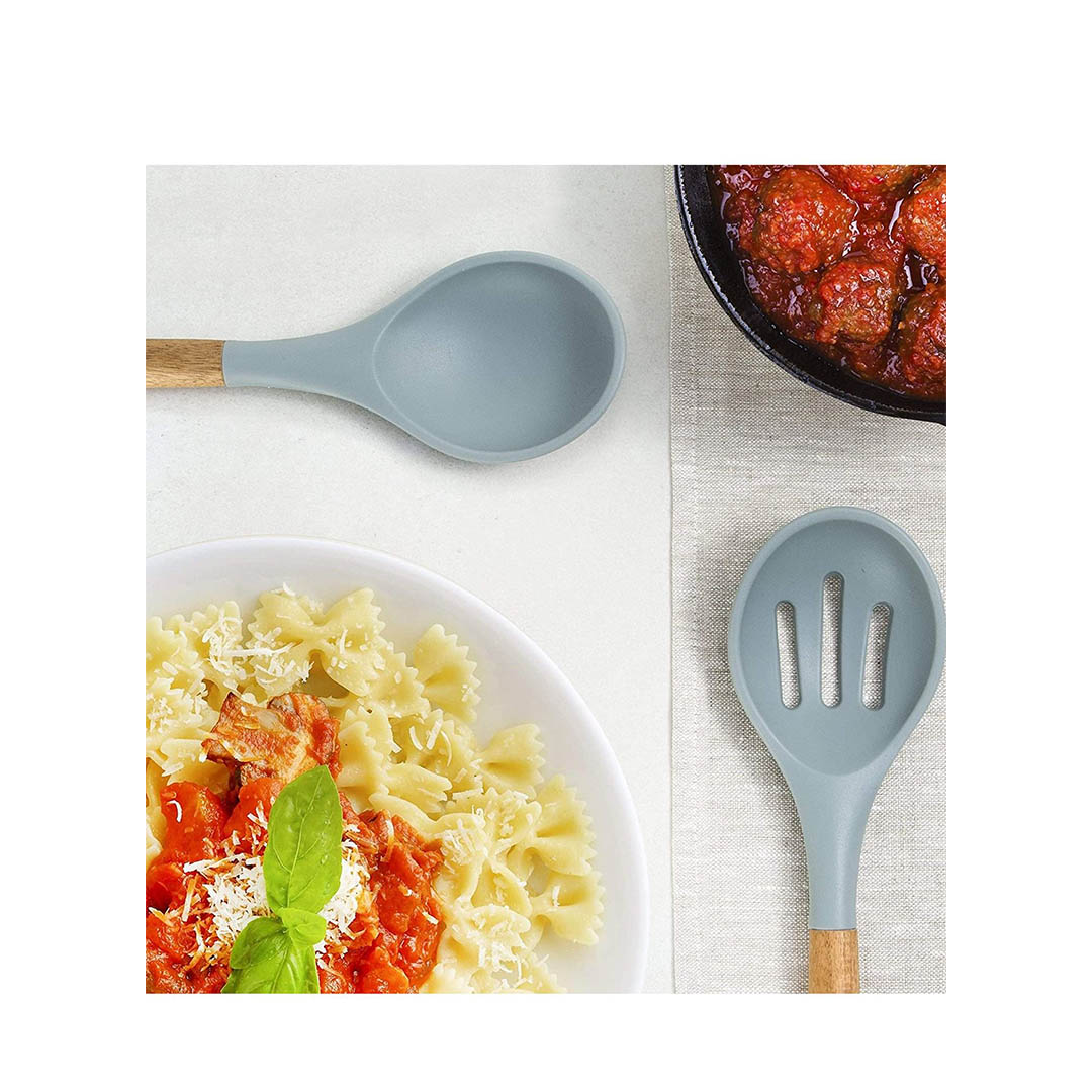 طقم معالق سيليكون - 8 قطع - رمادي