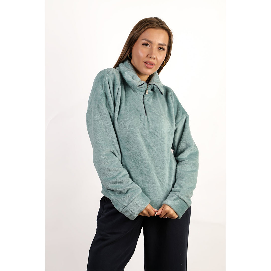 سويت شيرت حريمي فرو - تركواز