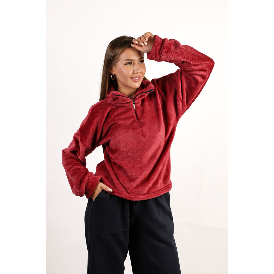 سويت شيرت حريمي فرو - أحمر