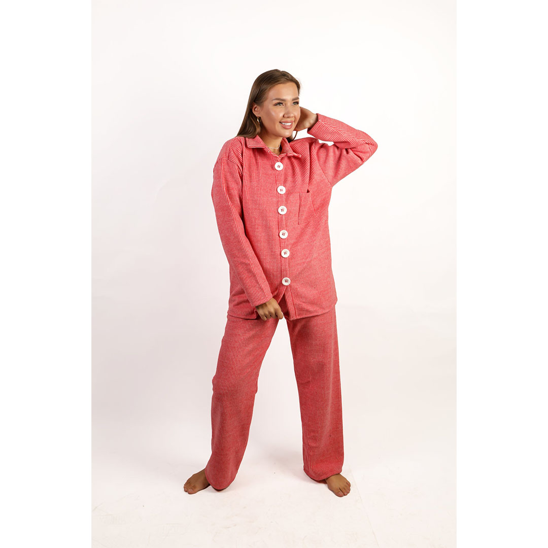 بيجامة بكم طويل حريمي - بينك