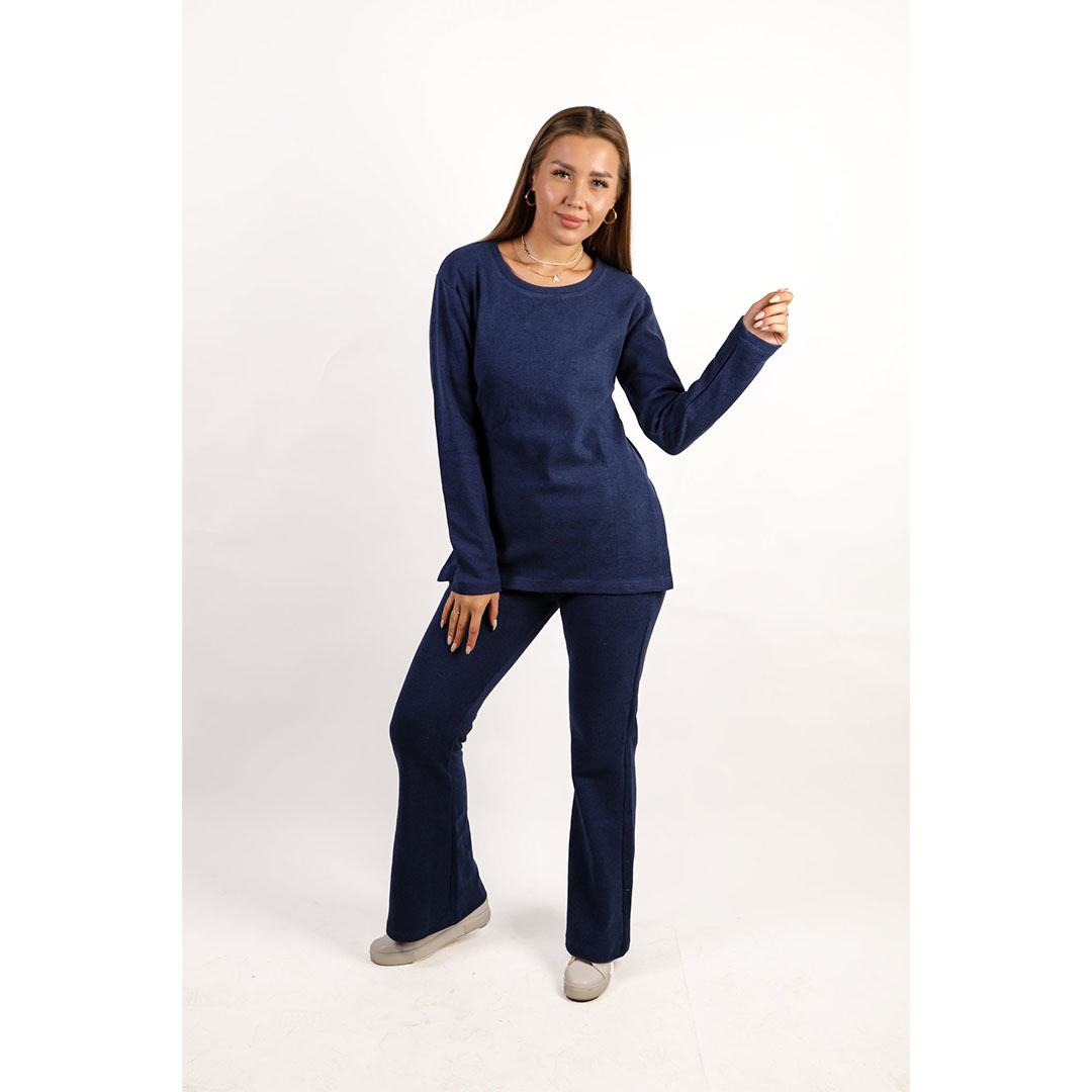 طقم بلوزة و بنطلون حريمي - 2 قطعة - كحلي