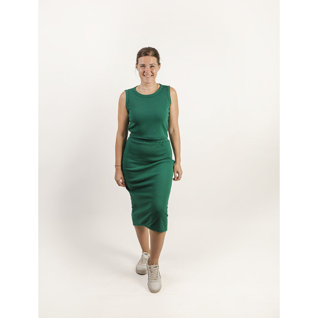 جيبة طويلة وسط عالي حريمي - أخضر غامق