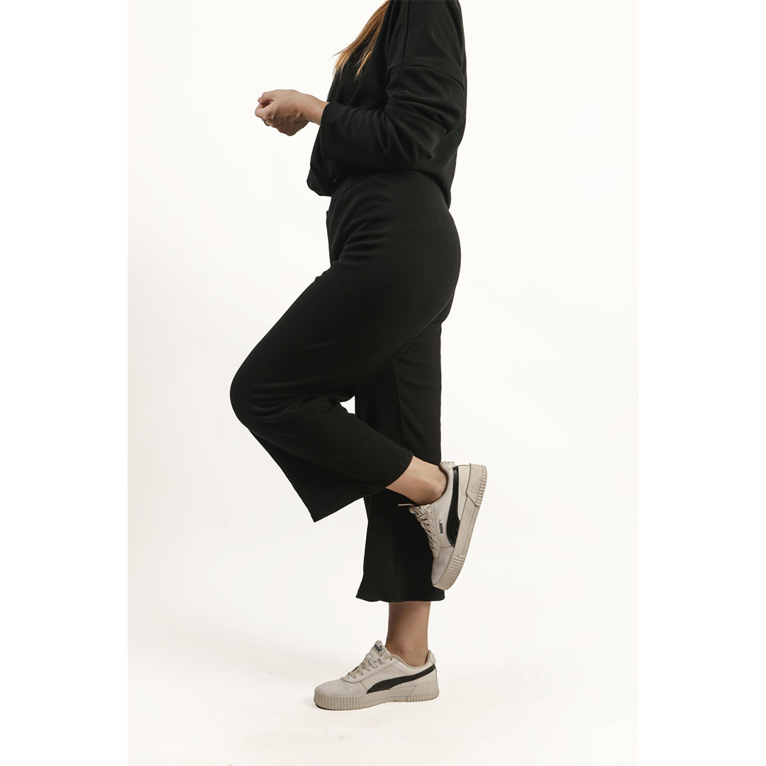 بنطلون برجل واسعة حريمي - أسود