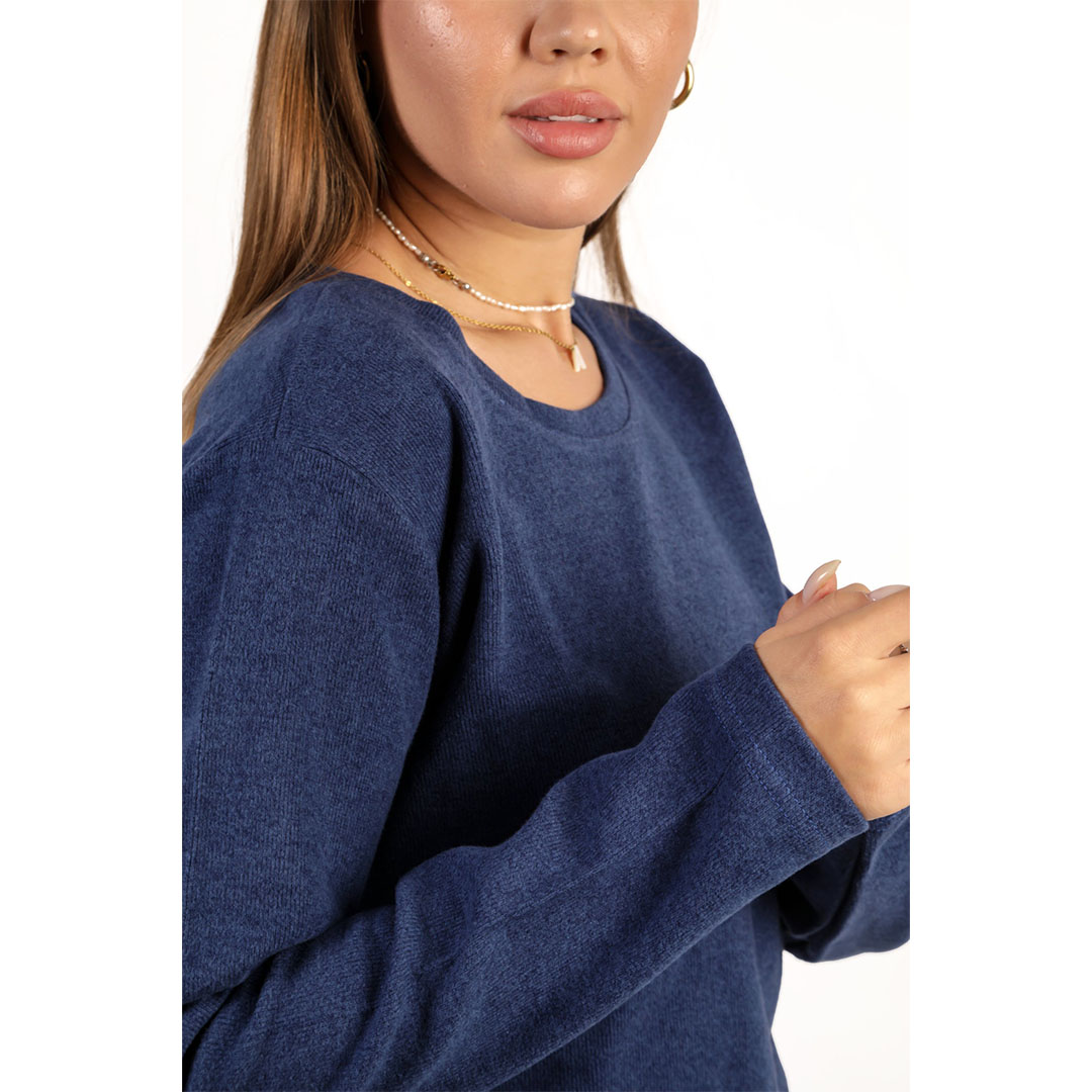 طقم بلوزة و بنطلون حريمي - 2 قطعة - كحلي