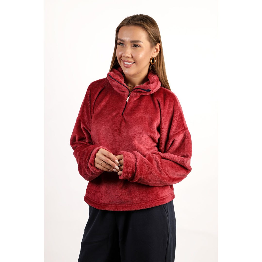 سويت شيرت حريمي فرو - أحمر