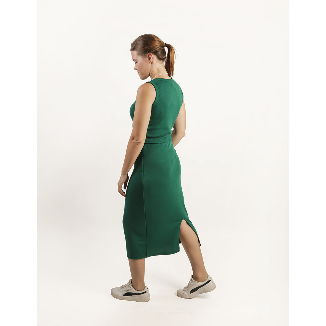 جيبة طويلة وسط عالي حريمي - أخضر غامق