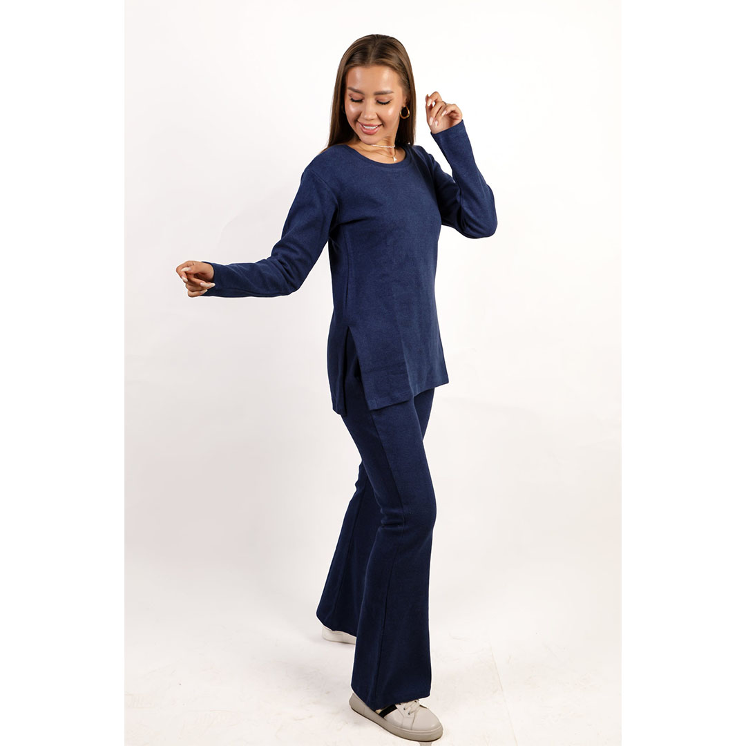 طقم بلوزة و بنطلون حريمي - 2 قطعة - كحلي