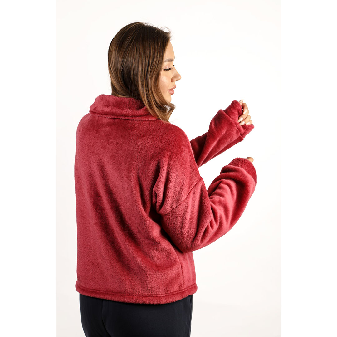 سويت شيرت حريمي فرو - أحمر
