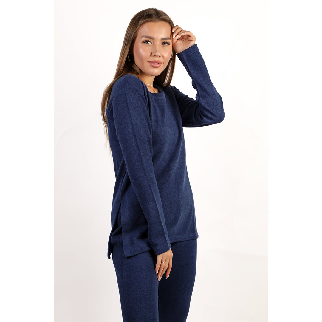 طقم بلوزة و بنطلون حريمي - 2 قطعة - كحلي