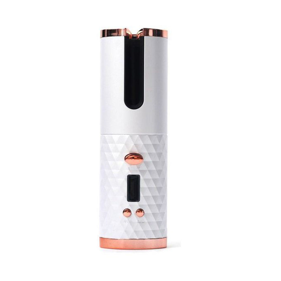 مكواة تجعيد الشعر الأوتوماتيكية القابلة لإعادة الشحن - أبيض