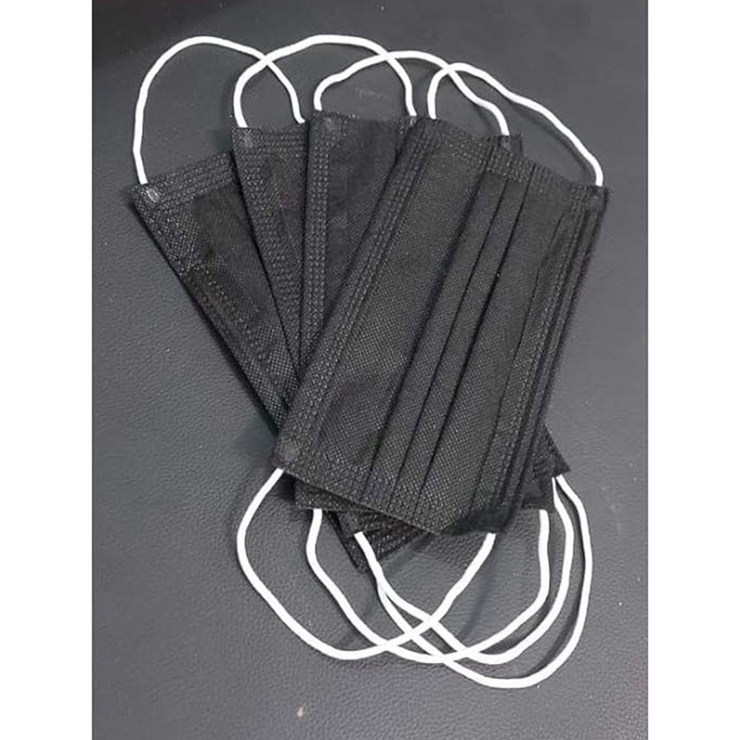 كمامات للوجه ثلاث طبقات ضد الغبار - 10 قطعة - اسود