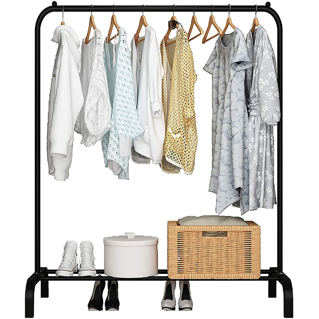 حامل ملابس متين معدني - أسود