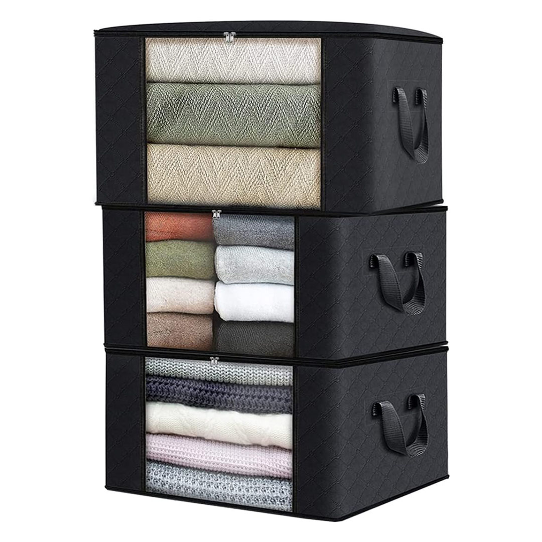 حقائب تخزين كبيرة - 3 حقائب - أسود