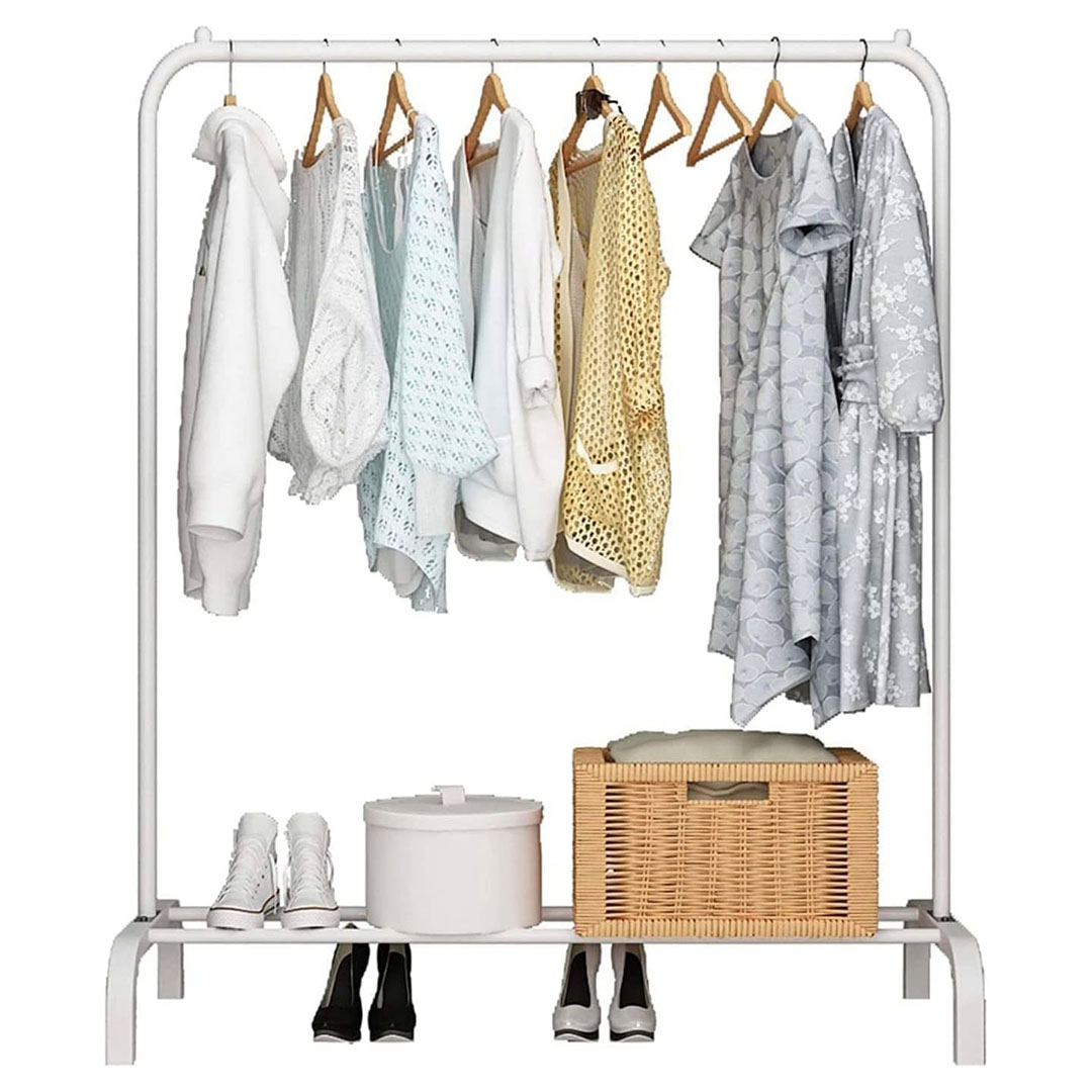 حامل ومنظم للملابس - 150*110 سم - ستانلس ستيل - أبيض