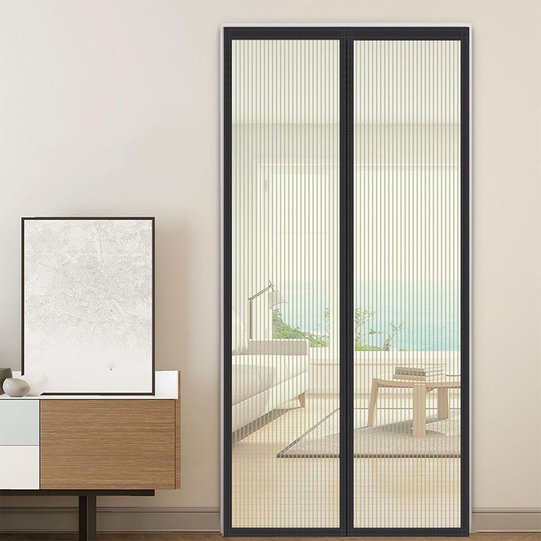 ستارة باب مغناطيسية شبكية مضادة للبعوض - أسود