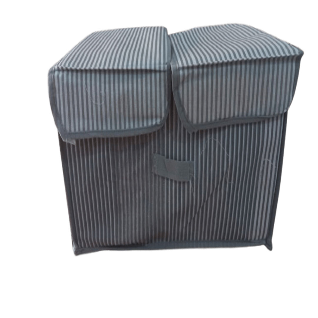 صندوق تخزين لتنظيم الملابس والمفروشات قابل للطي - 45*25*20 سم - رمادى*ابيض