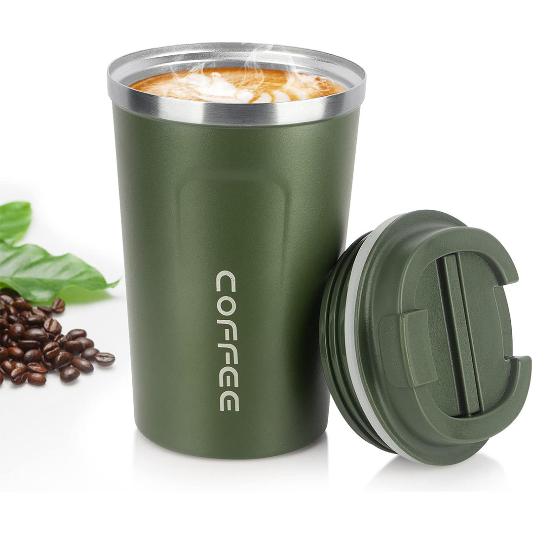 مج القهوة مانع للتسرب - 380 مليلتر - أخضر