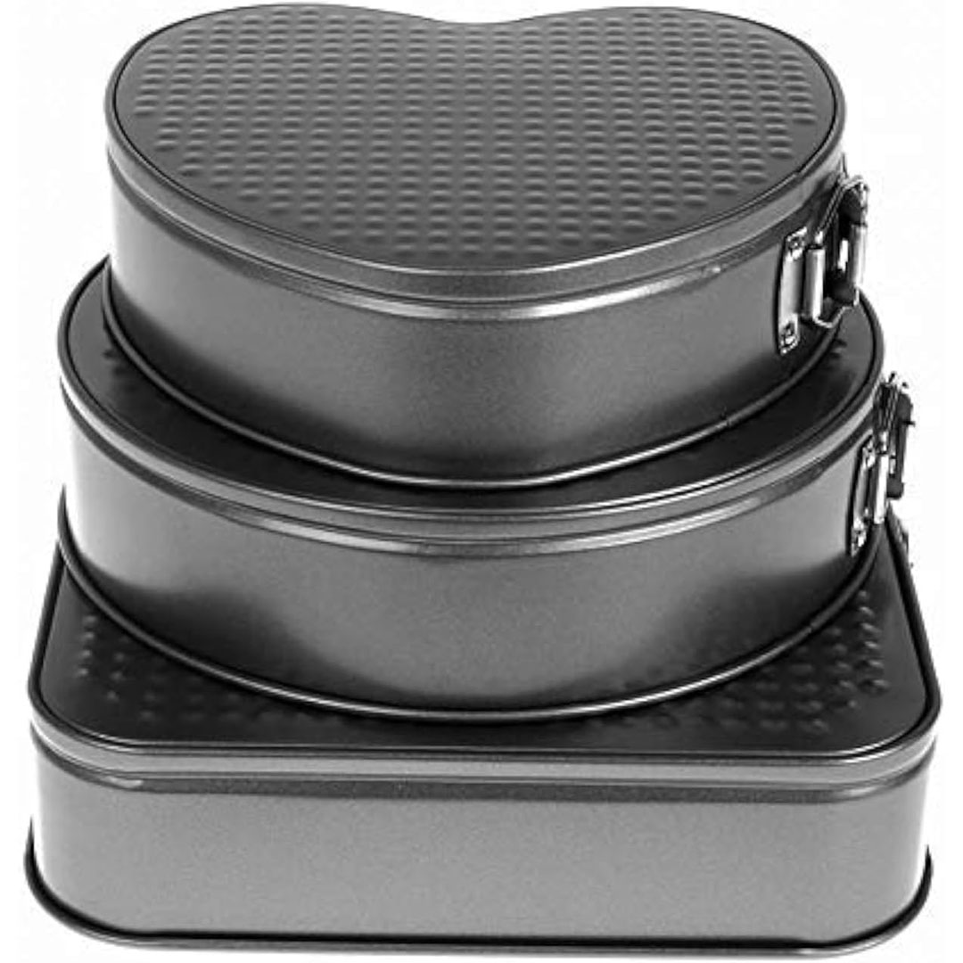 مجموعة قوالب كيك مطلية بالتفلون غير لاصقة - 3 قطع - أسود