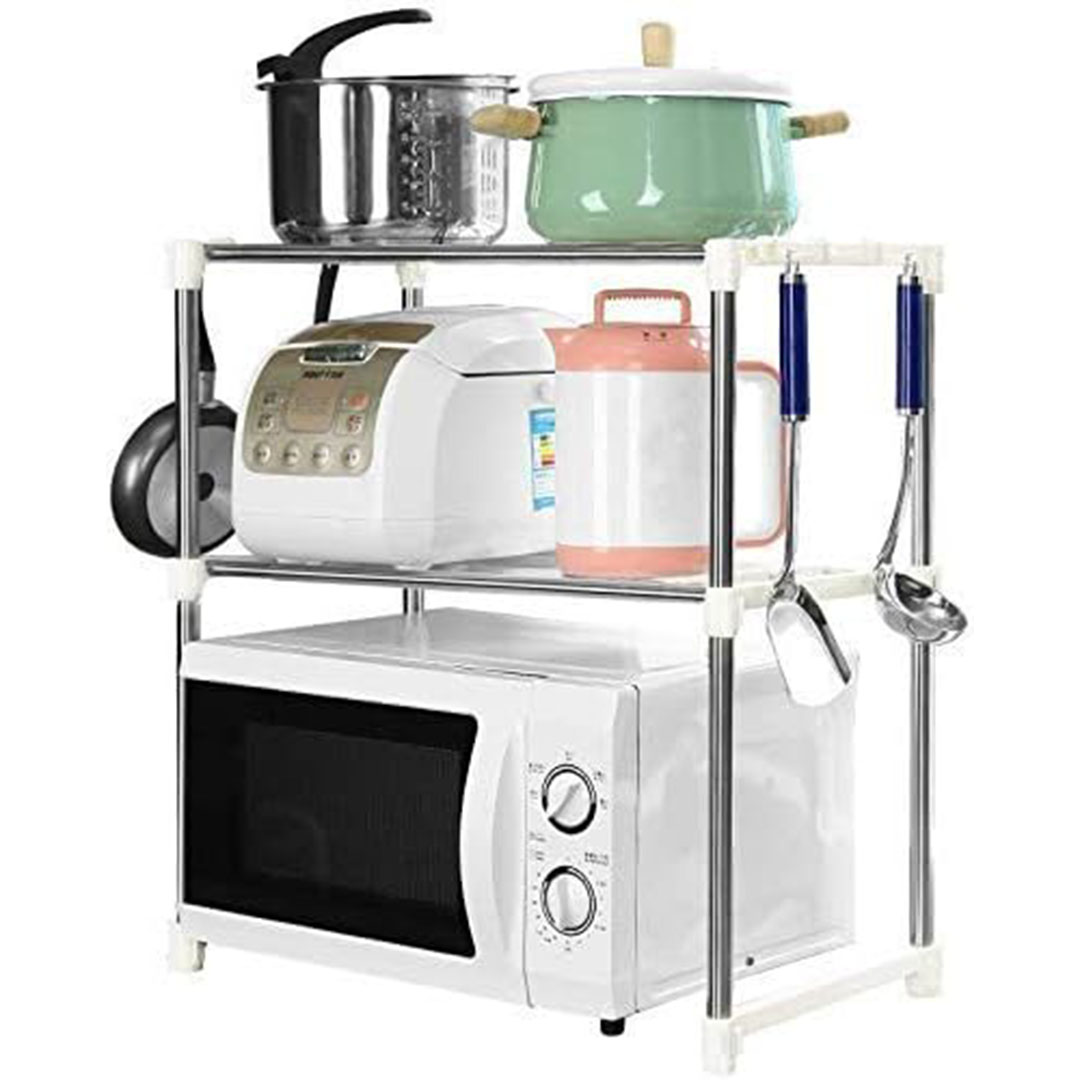 حامل فرن الميكروويف القابل للطي - أبيض