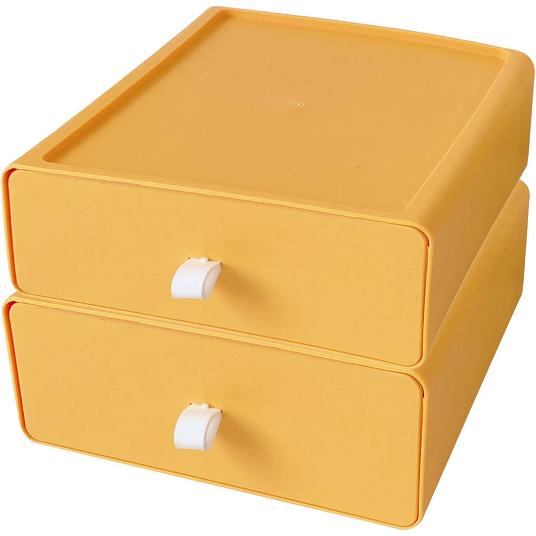 درج منظم للمكتب من البلاستيك - 1 قطعة - أصفر