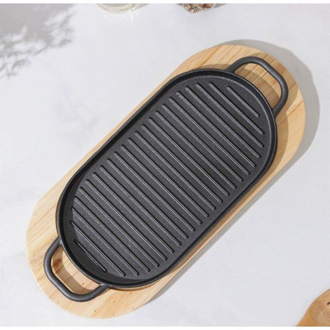 شواية بقاعدة خشبية بمقابض - 30×15