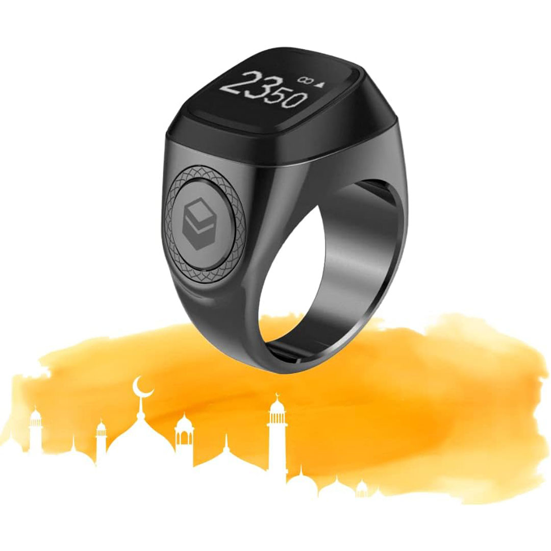 خاتم التسبيح الذكي - 22 مللي - أسود