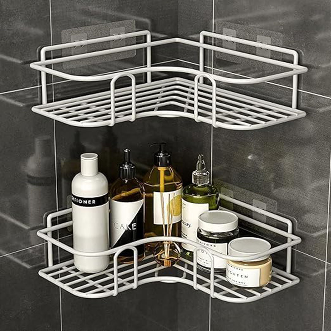 ركنة حمام شبك معدني - أبيض