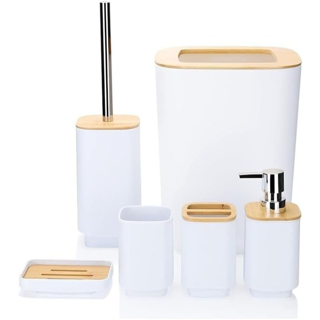 طقم تواليت - 6 قطع - أبيض