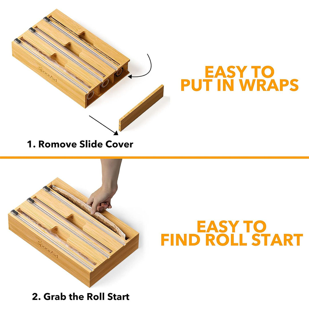 منظم تغليف 3 في 1 خيرزان - 12 بوصة