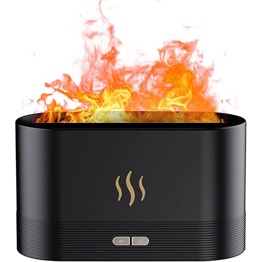 مرطب هواء برذاذ شكل لهب 2 مصباح - 180 مل - أسود