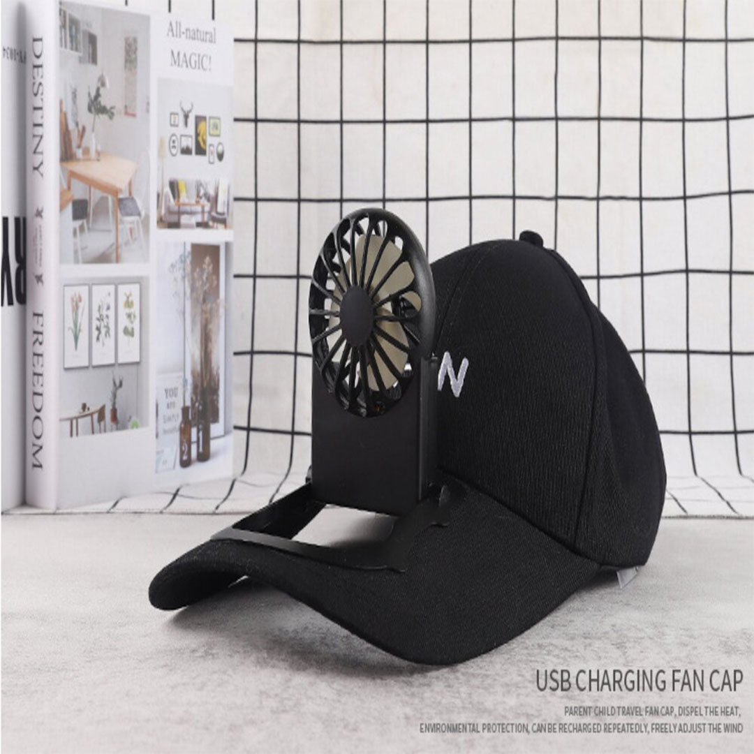 كاب بمروحة قابلة للشحن - أسود