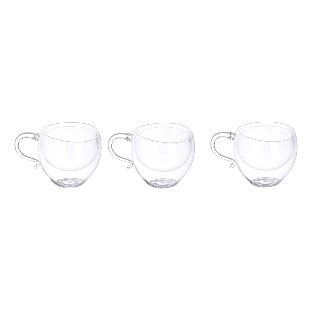 كوب زجاجي دابل - 75 مللي - 3 قطعة