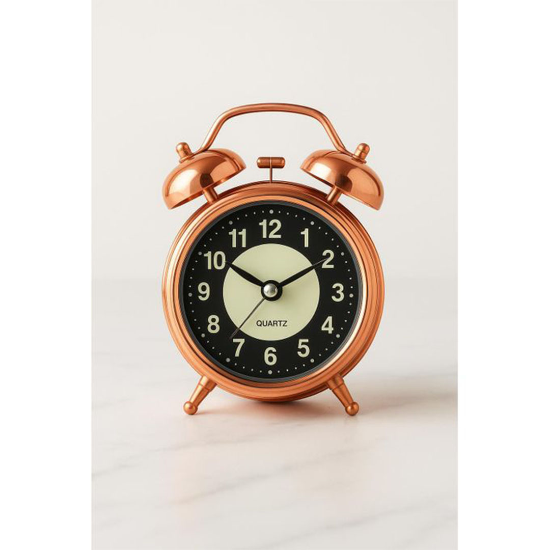 ساعة منبه معدنية نحاسية