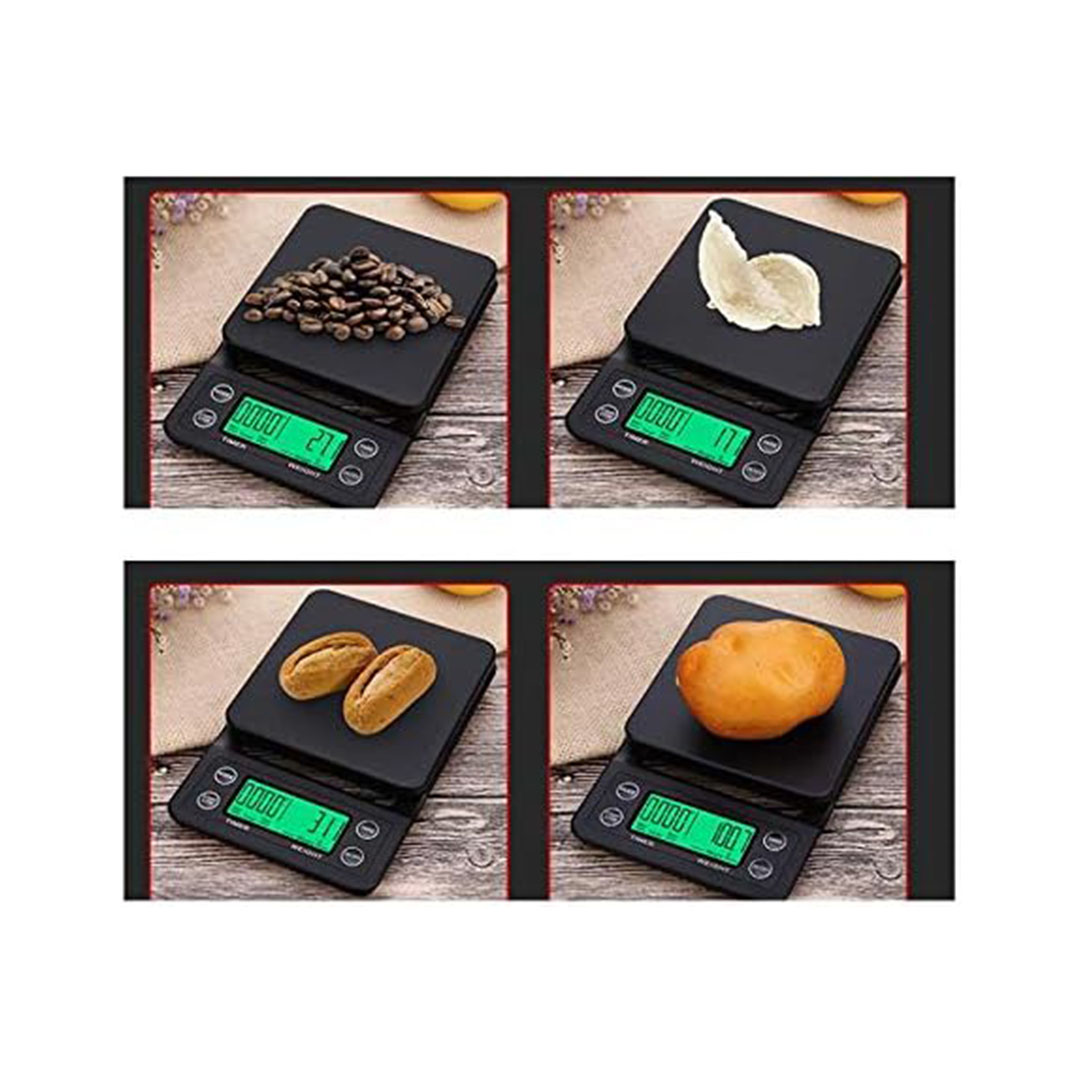 ميزان مطبخ ديجيتال الكتروني صغير  - 0.1-5000 جم اسود