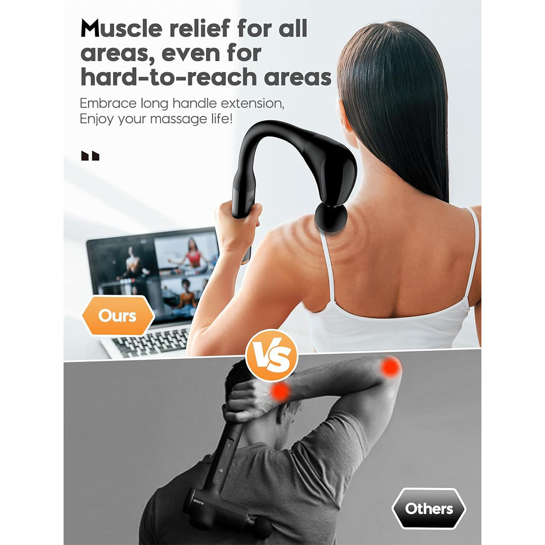 مسدس تدليك بقبضة ممتدة للوصول إلى مناطق الجسم بسهولة