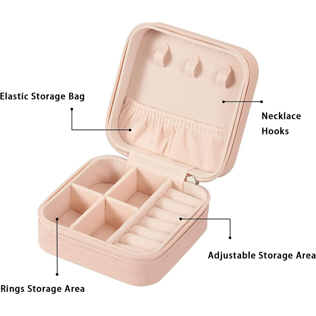 شنطة محمولة لتنظيم وتخزين المجوهرات - بينك