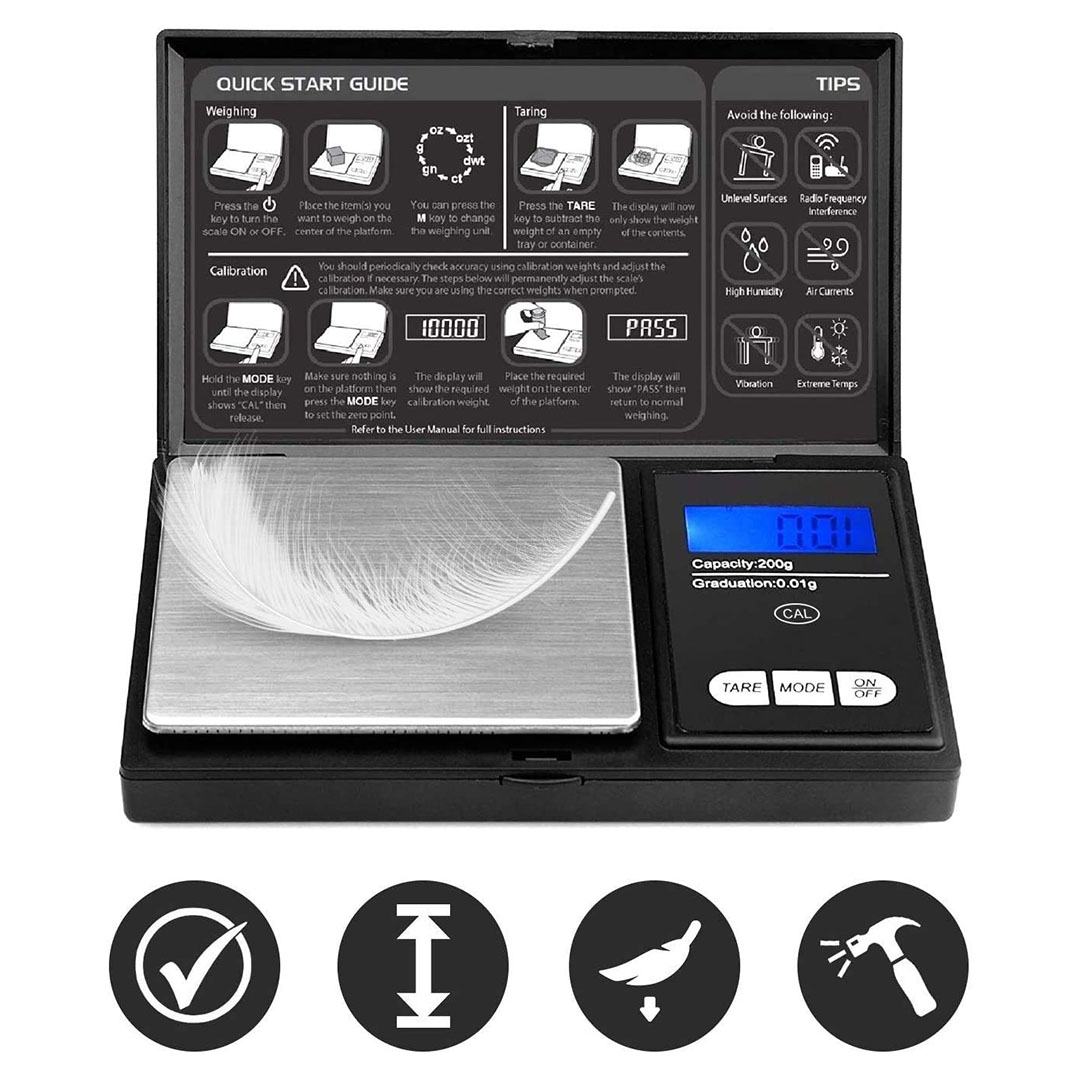ميزان جرامات نوت بوك رقمي احترافي - أسود