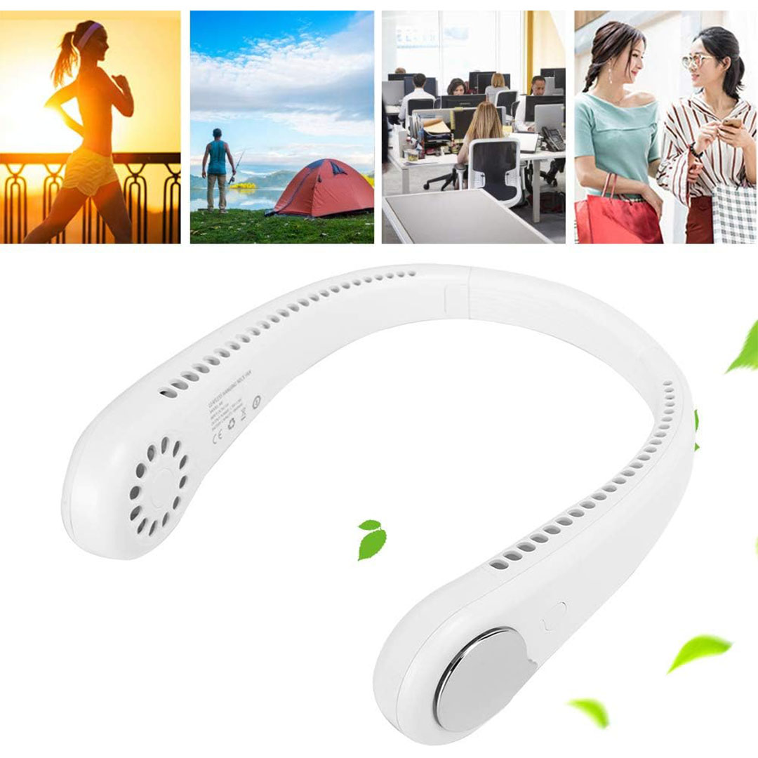 مروحة رقبة شخصية محمولة قابلة لاعادة الشحن USB - أبيض